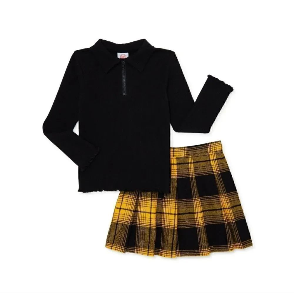 Nwt Flanel Plaid Skirt and long sleeve top set